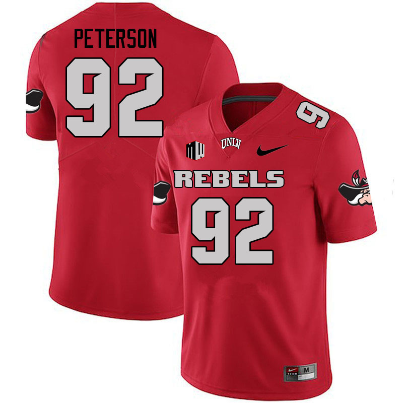 Men #92 Maxwell Peterson UNLV Rebels College Football Jerseys Stitched Sale-Scarlet - Click Image to Close